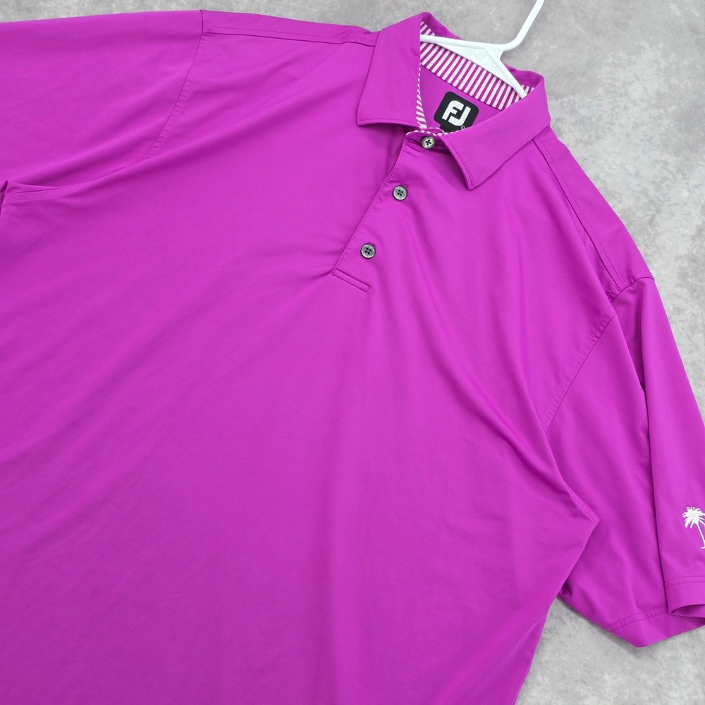 FootJoy FJ Mens Large Golf Polo Shirt Magenta Purple Performance Stretch Palm